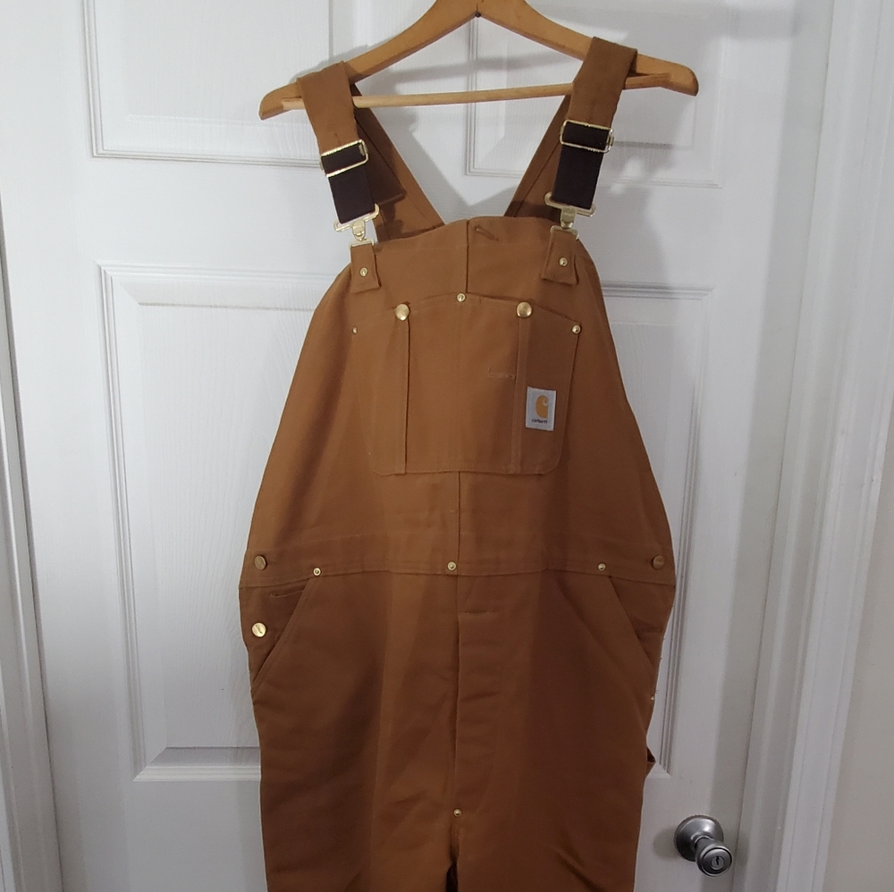 Carhartt lined 46x32 or 46x30 brown duck Overalls and pants made USA NOS NWT EX